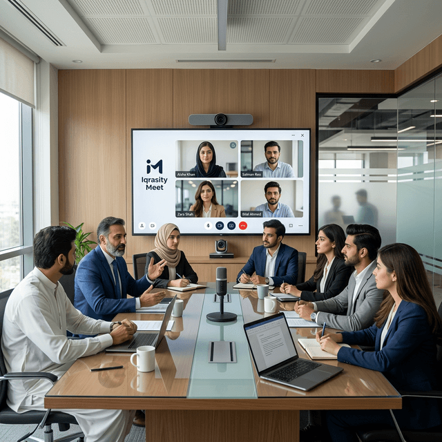 Business collaboration in a modern office